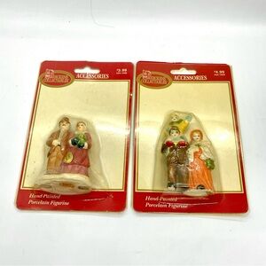 Dickens Collectables Porcelain Figures 2 Vintage Packages Christmas Village New